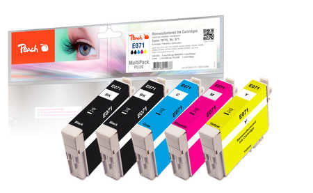 Peach T0715 Tintenpatronen-Multipack, Schwarz/Cyan/Magenta/Gelb (Kompatibel) – für Epson Stylus D 120/78/92