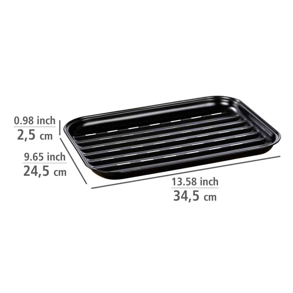 WENKO Grillschale Luca – 34,5 × 24,5 × 2,5 cm, Schwarz – für Grill