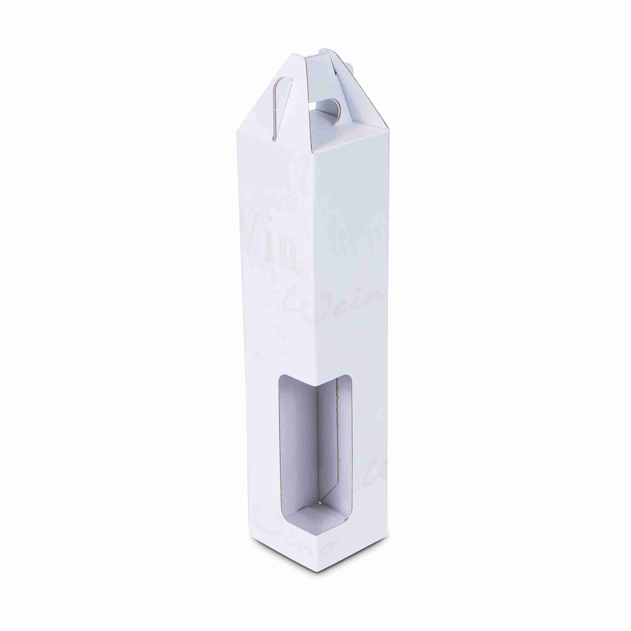 Weinpräsentkarton weiss – Innenmass 82 × 362 × 82 mm – für 1 Flasche – 1 Stk., ab 500 Stk.