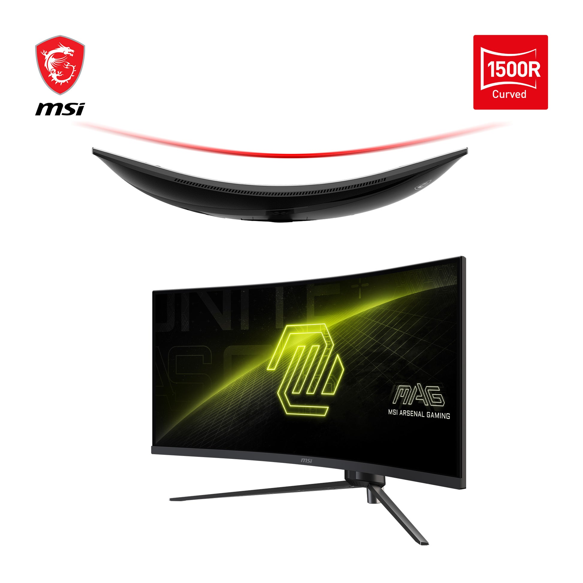 MSI MAG 345CQRDE – Monitor, 34", 3440 × 1440, VA, 180 Hz, 300 cd/m², Gebogen, USB-C, VESA 100 × 100, Schwarz