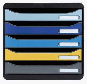 Exacompta Schubladenbox Big-Box Bee Blue – 5 Schubladen, Kunststoff