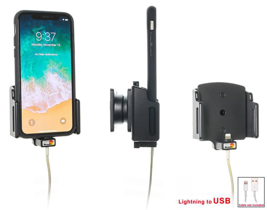 Brodit Halterung für Kabelbefestigung – Auto-Halterung – Lüftungsschlitz, 70–83 mm – für iPhone – Schwarz