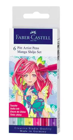 Faber-Castell Tuschestift, wasserfest, 6 Stk.