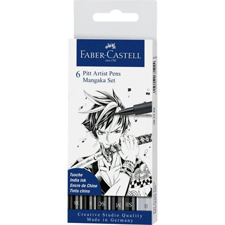 Faber-Castell Tuschestifte, Strichbreite 0,1, 0,3, 0,7 mm, wasserfest, 6 Stk.