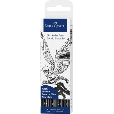 Faber-Castell Filzstifte, Strichbreite 0,1 mm, 0,5 mm, 1,5 mm, wasserfest, 4 Stk.