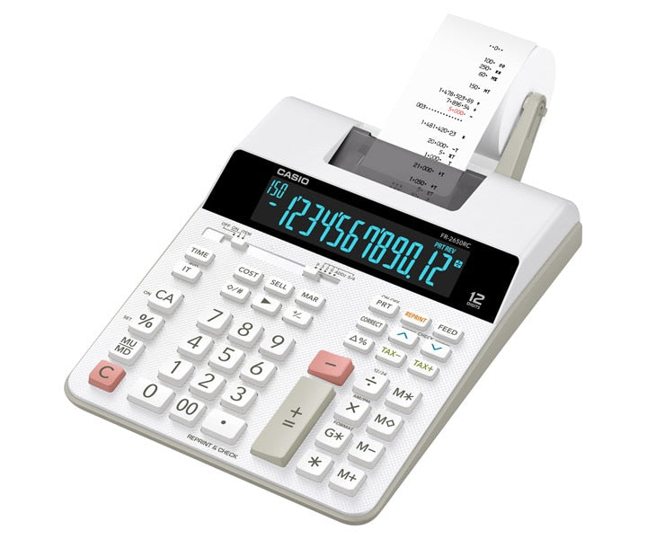 Casio Tischrechner, druckend FR-2650RC – 12-stellig, 2-farbig, 2 Zeilen/s, LCD, Steuer/Postenzähler