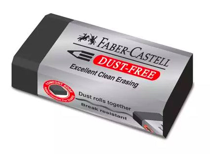 Faber-Castell Radiergummi Dust-Free – für Blei- & Farbstifte, phthalatfrei, schmierfrei, schwarz, 1 Stk.