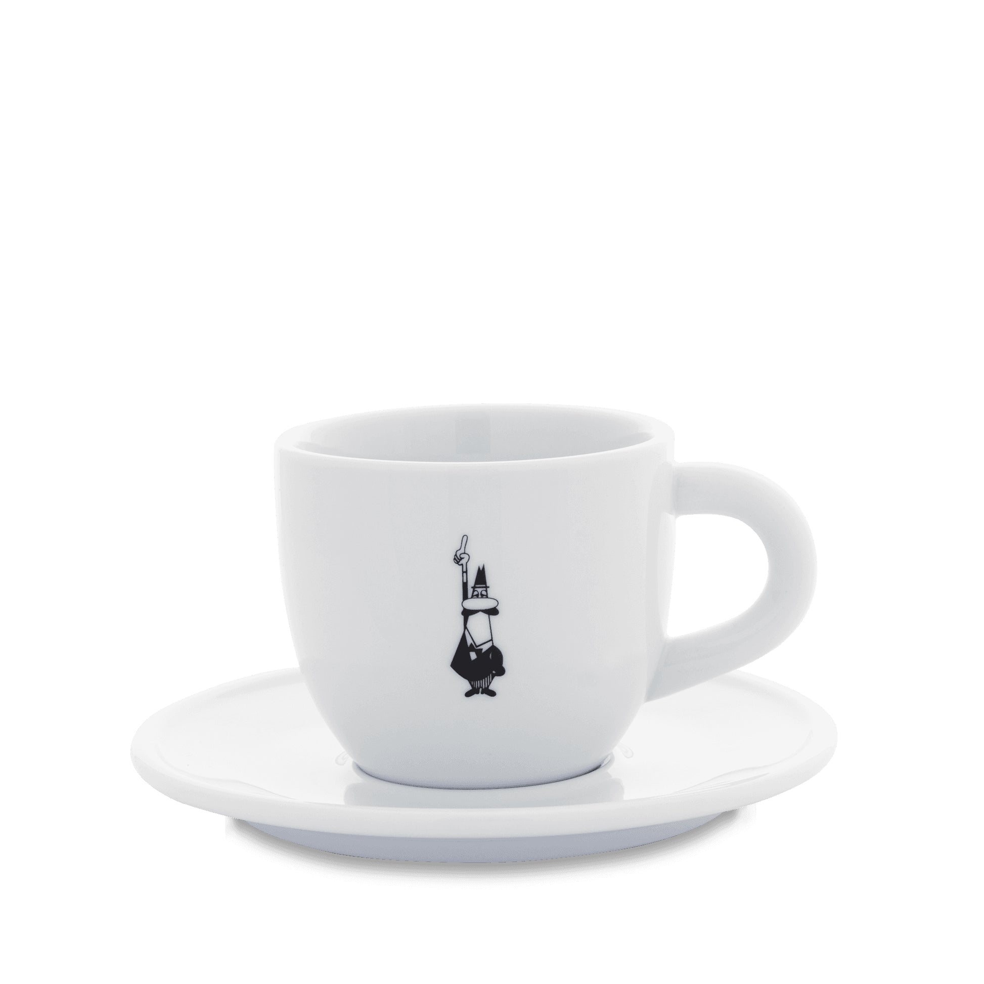 Bialetti Cappuccinotasse Omin – 240 ml, Ø 6 cm, Porzellan, Weiss, mit Untertasse