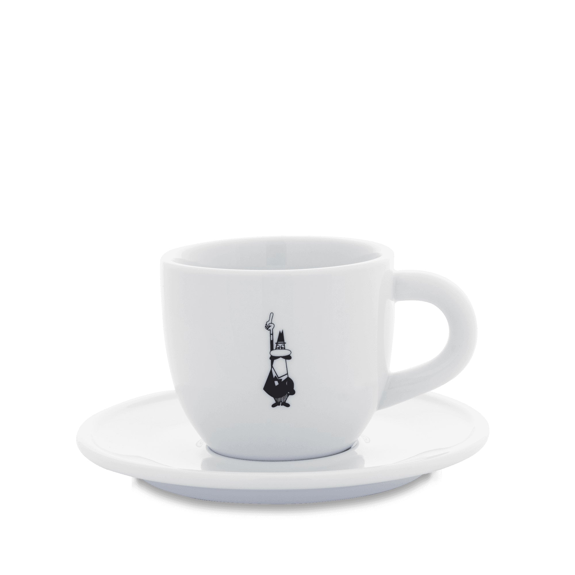 Bialetti Cappuccinotasse Omin – 240 ml, Ø 6 cm, Porzellan, Weiss, mit Untertasse