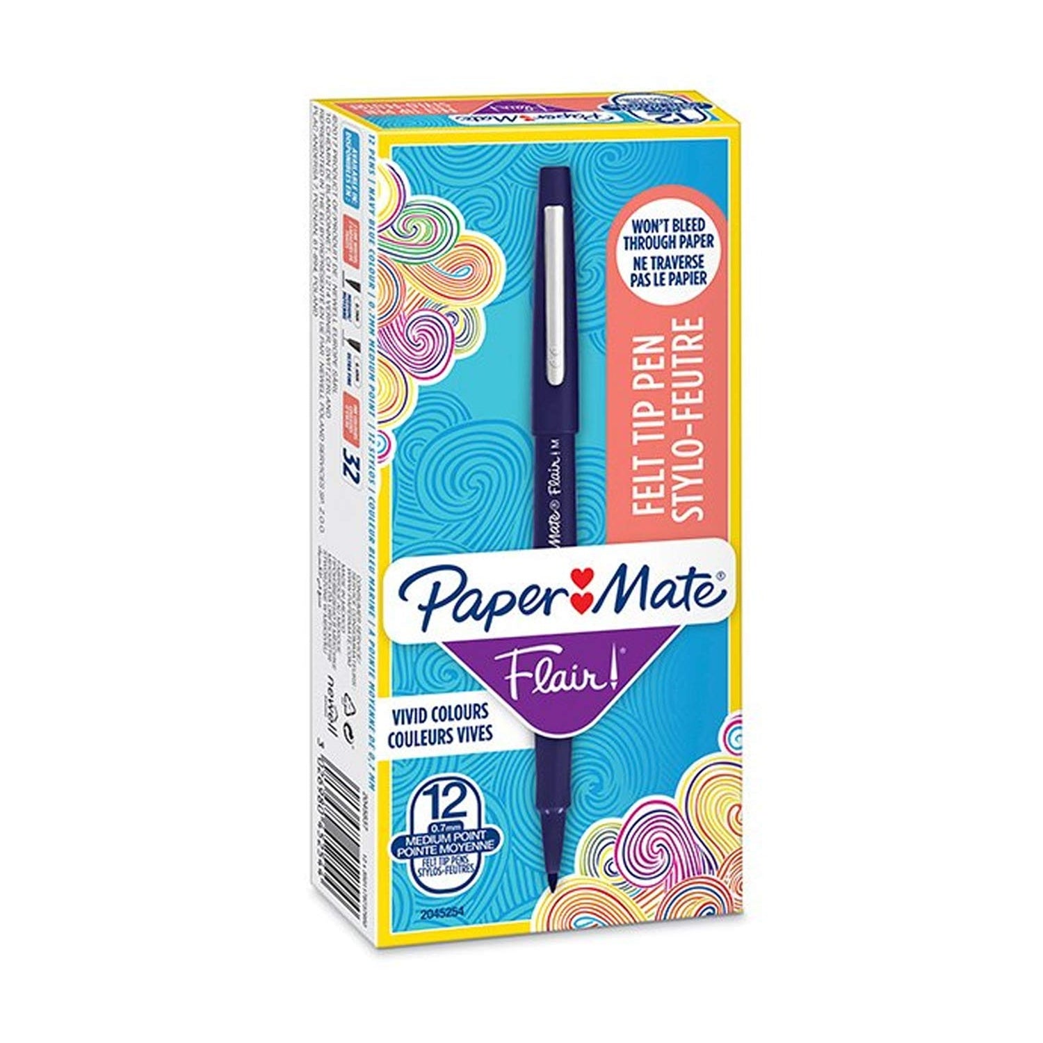 Papermate Flair Faserschreiber – Rundspitze, 1 mm, wasserbasiert, 12er Set