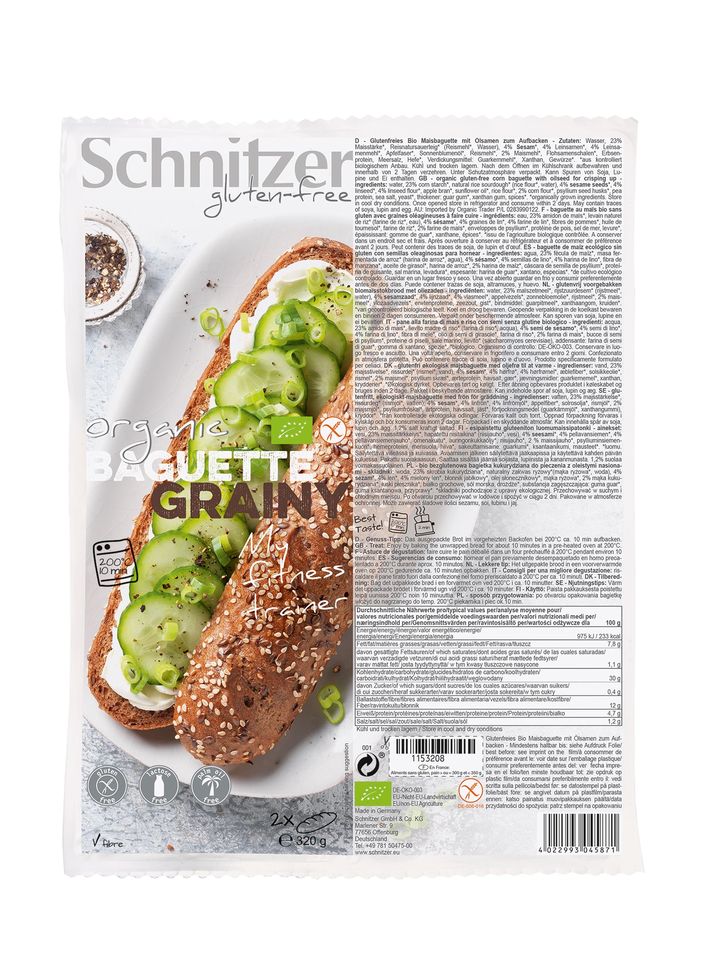 Schnitzer Aufbackbrot Grainy – Bio, glutenfrei – 2×160 g