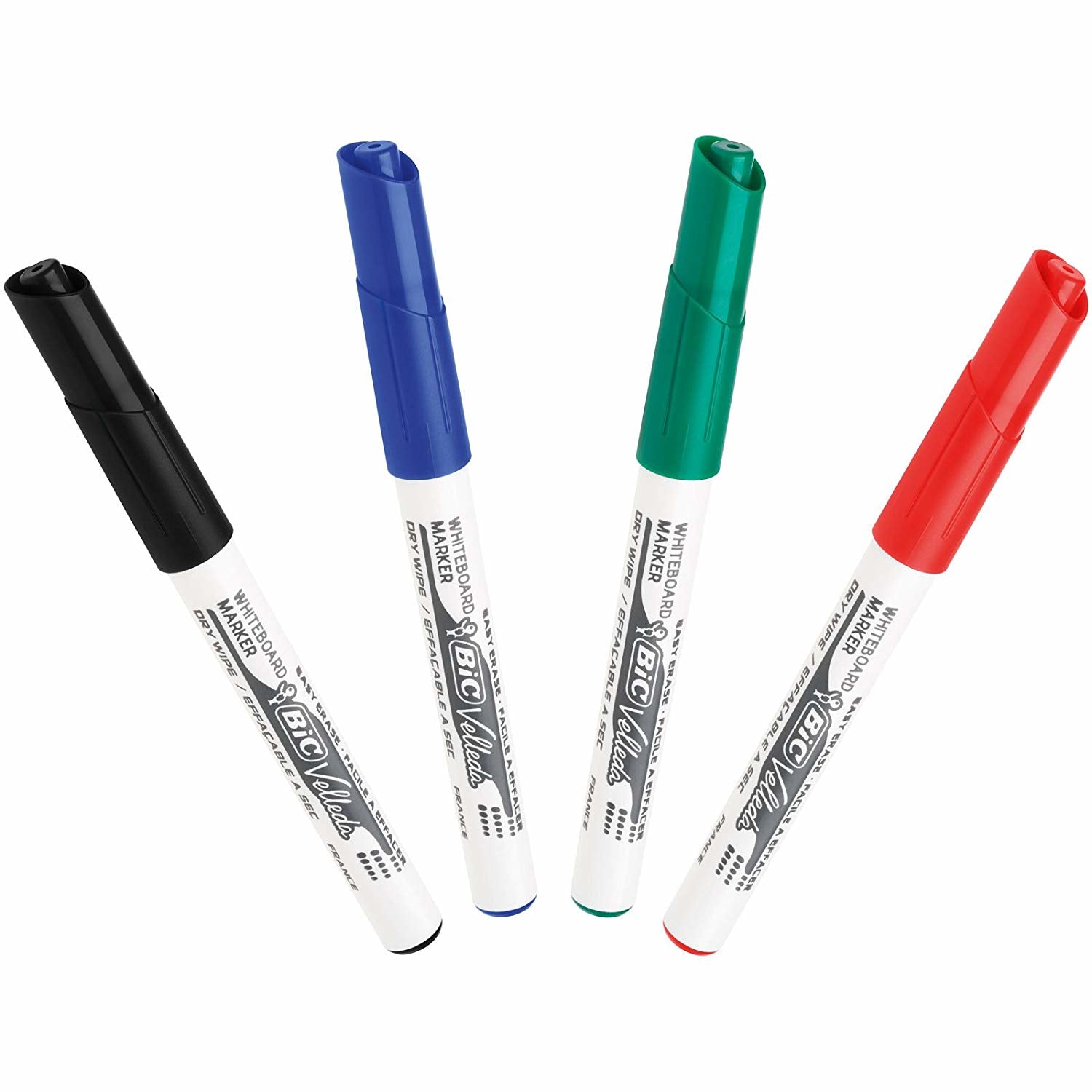 BIC Whiteboard-Marker 1741 – Rundspitze 1,4 mm – Sortiert – 4er-Set – Trocken abwischbar