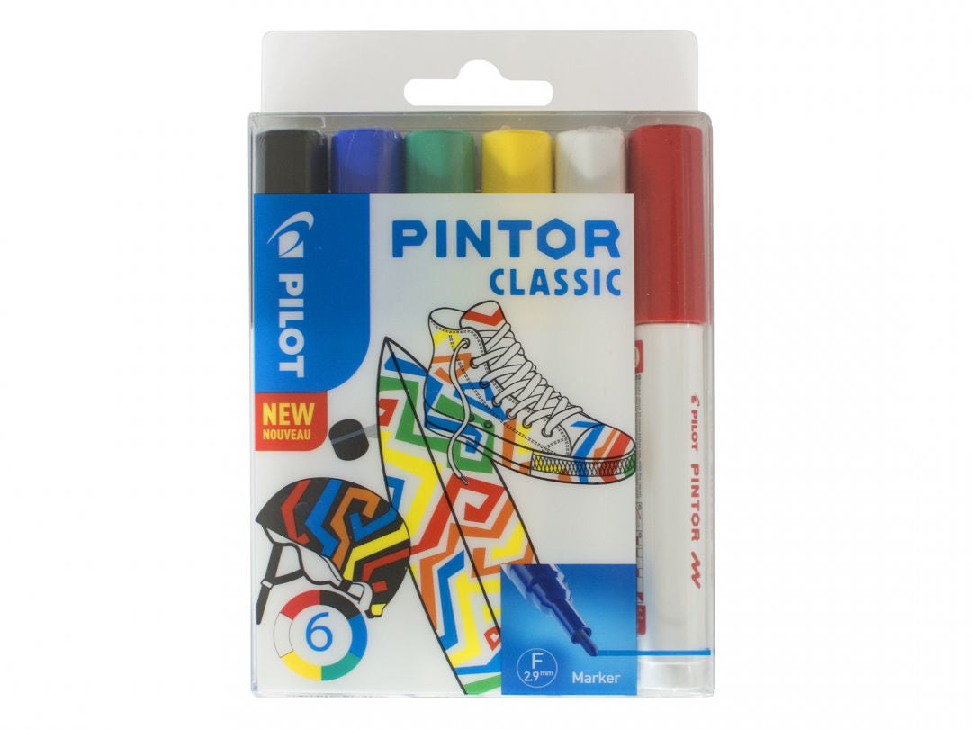 Pilot Pigment-Marker Pintor – Rundspitze 0,9-1,5 mm – Sortiert – 6er-Set – Deckend