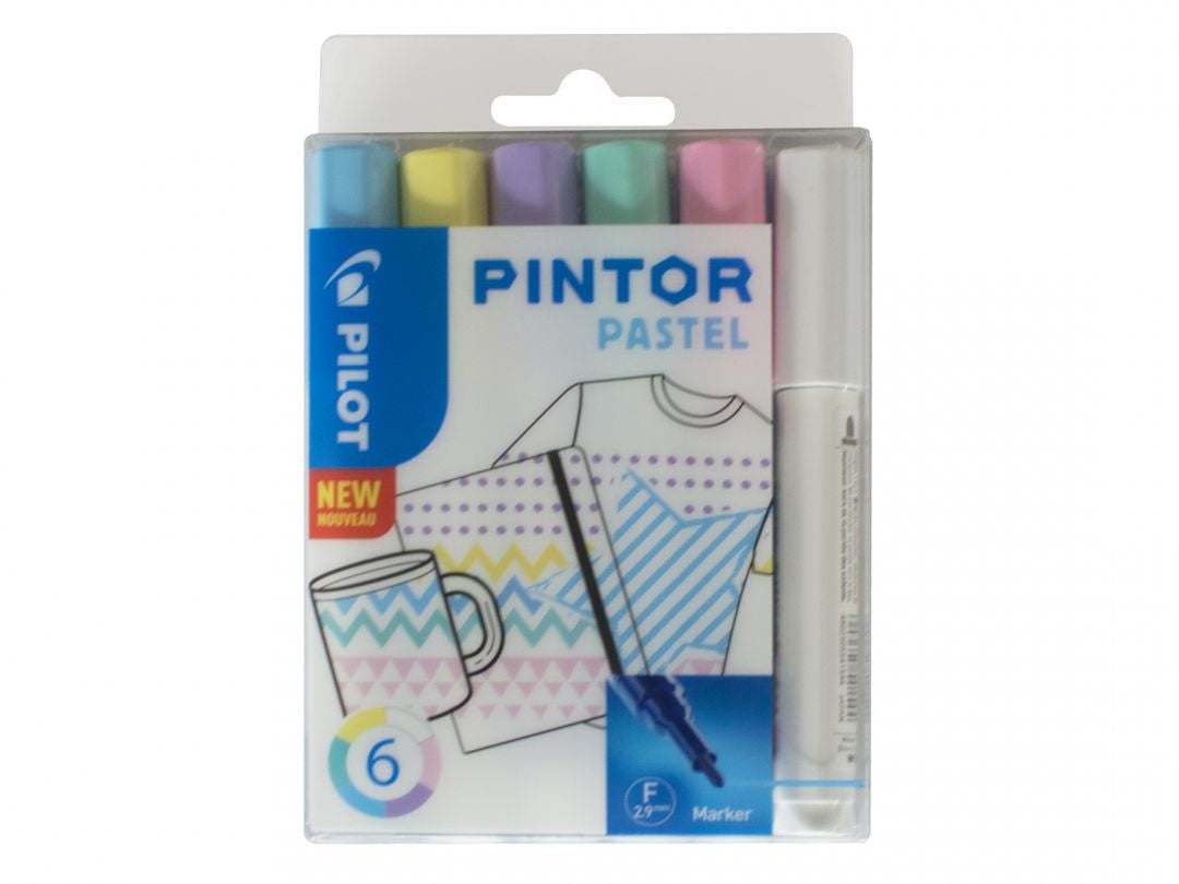 Pilot Pintor Paint Marker – Rundspitze 1 mm – Pastell – 6er-Set – für Glas, Metall und Kunststoff