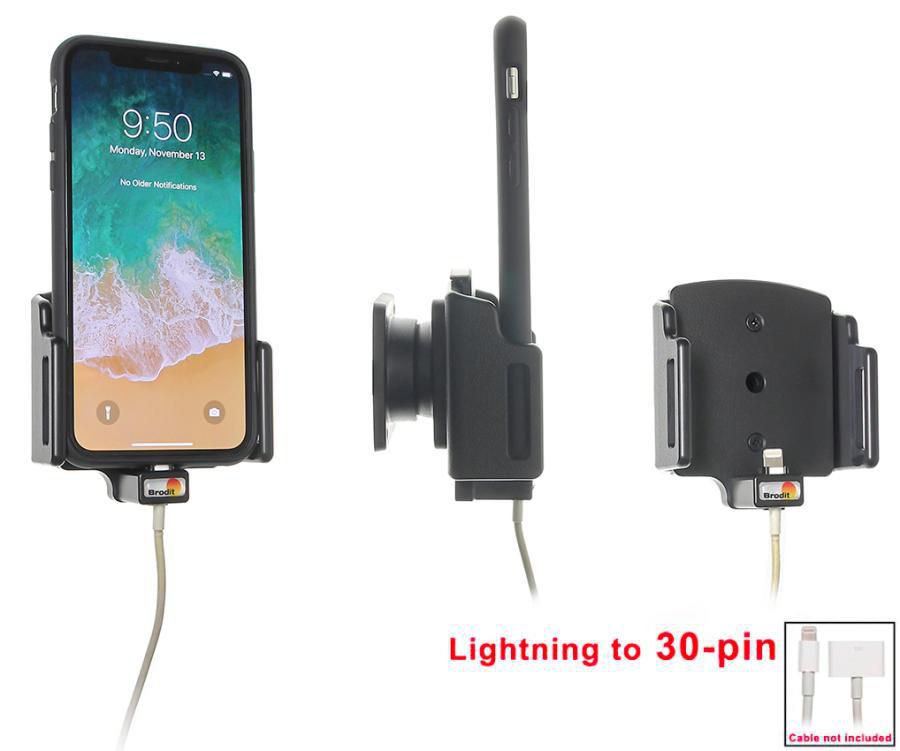 Brodit Auto-Halterung, Lüftung, mit Ladefunktion – für iPhone X–11 – Schwarz, Kunststoff (ABS)