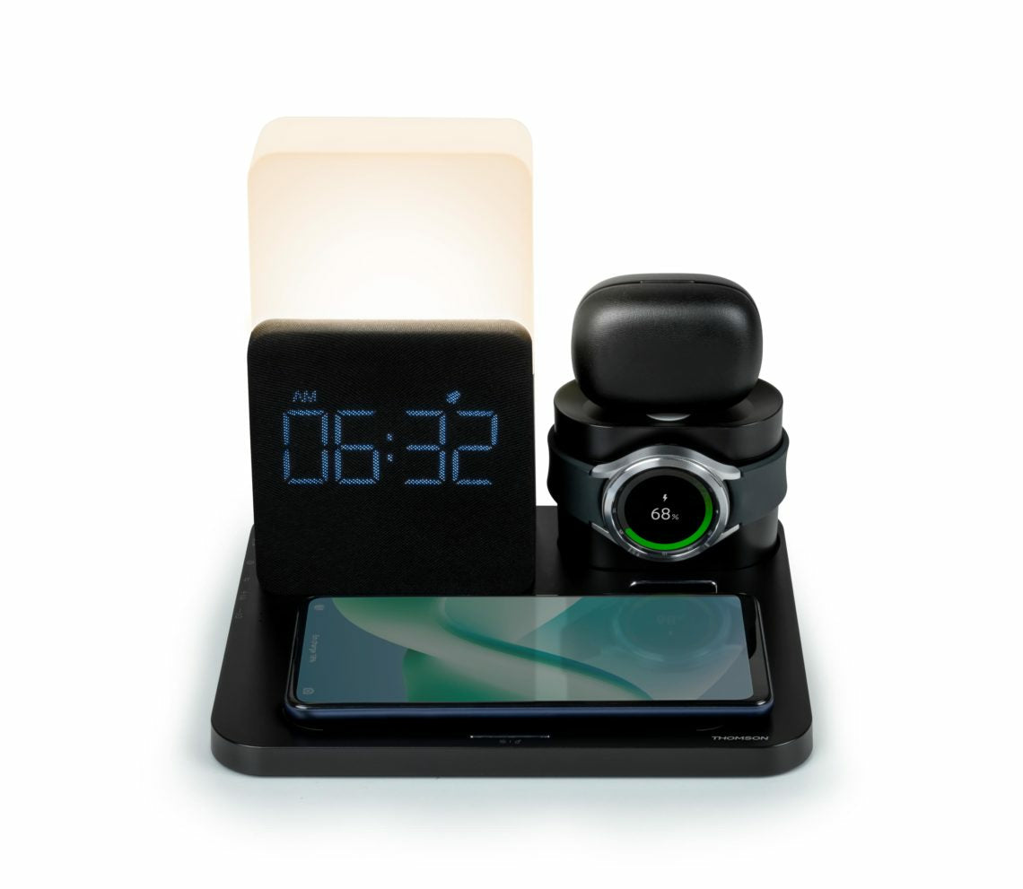 Thomson CL800I Ladepad – Qi – 10 W – für Smartphone/Apple Watch/kabellose Kopfhörer – Schwarz