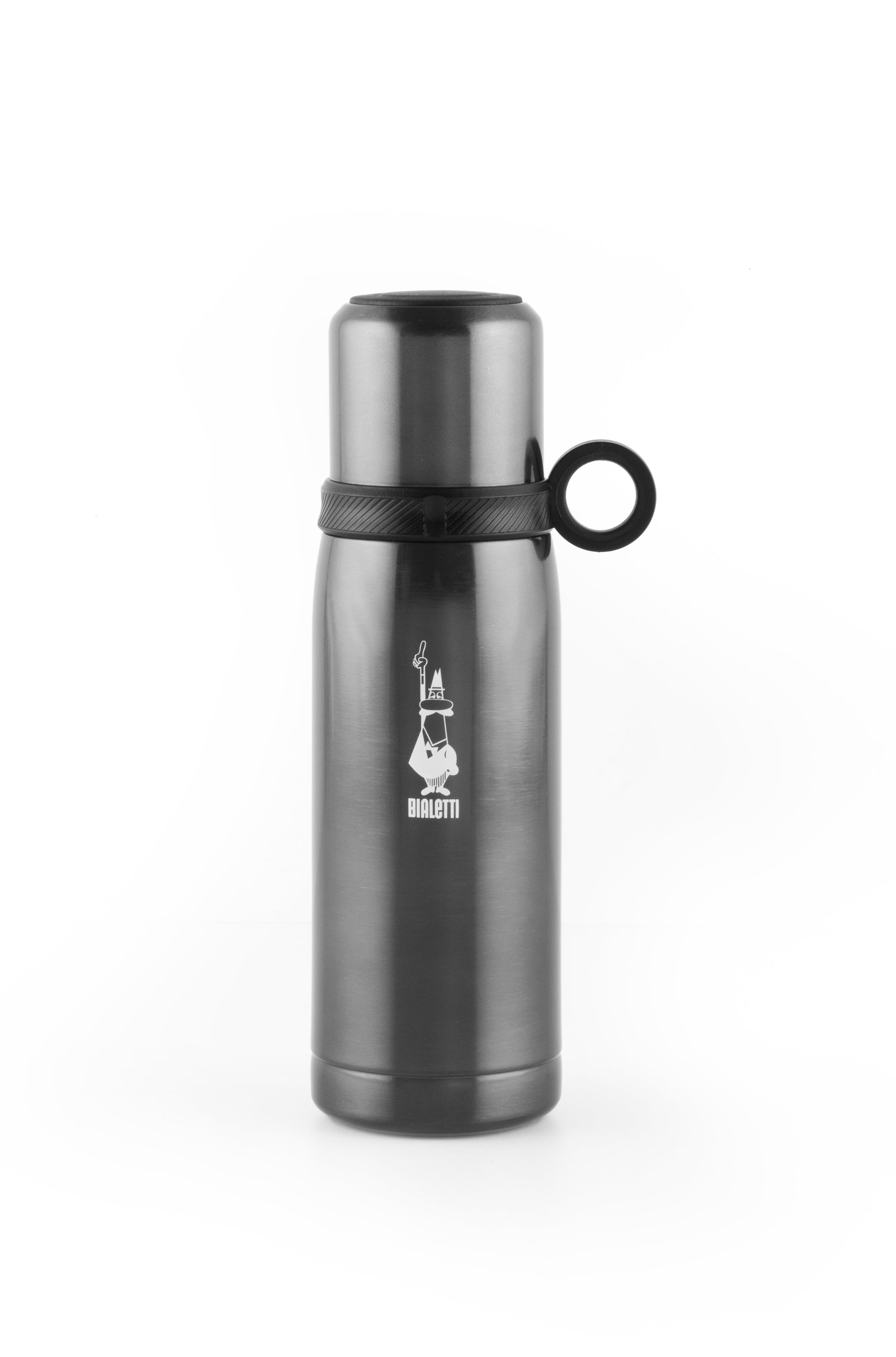 Bialetti Thermoskanne 460 ml – Doppelwandig 12 h heiss/24 h kalt, Innen Porzellan, Grau