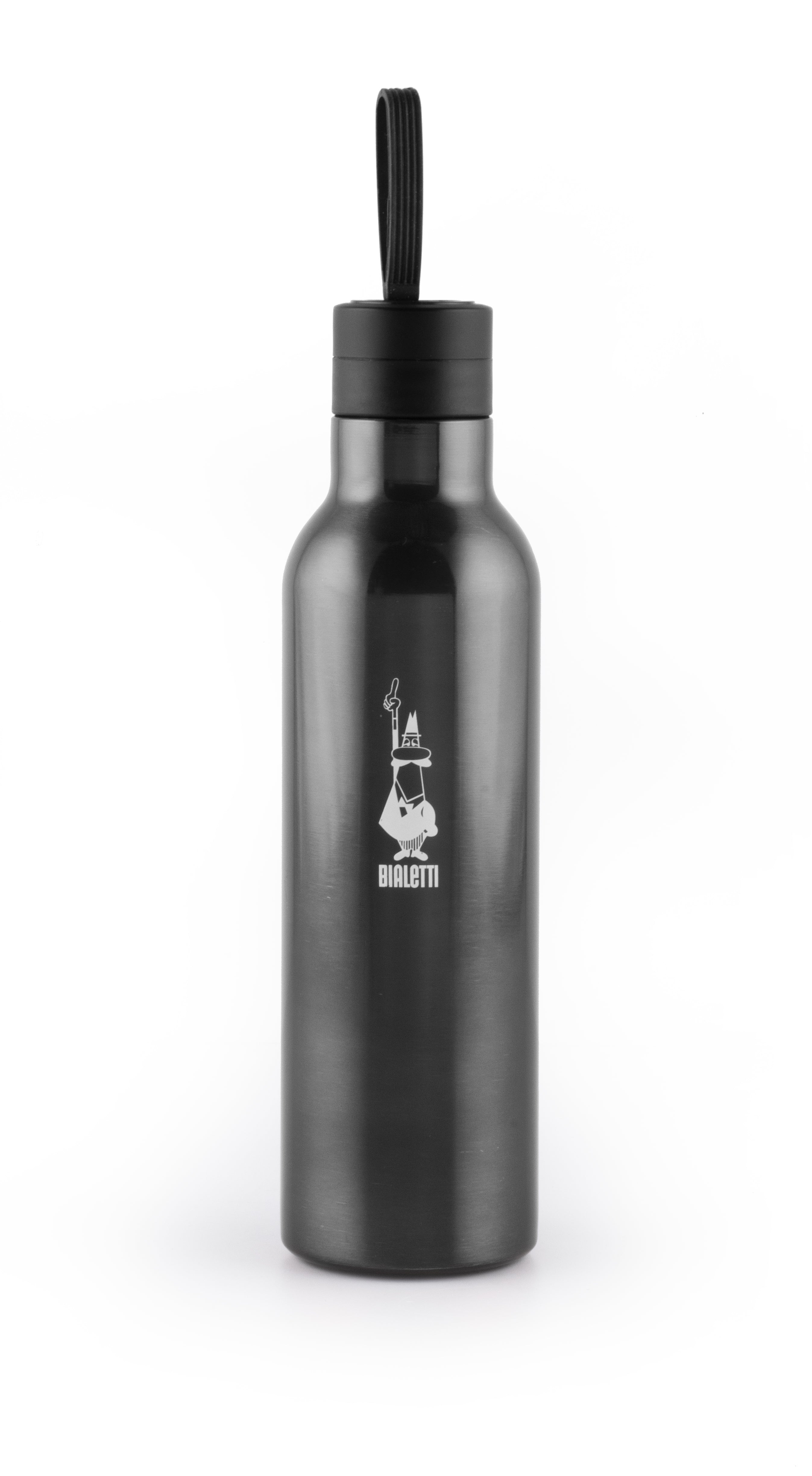 Bialetti Isolierflasche 500 ml – Doppelwandig 12 h heiss/24 h kalt, Innen Porzellan, Grau