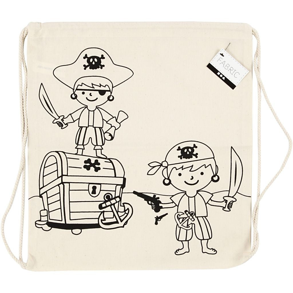 Creativ Company Sportbeutel Piraten – Baumwolle, beige, 37 × 41 cm