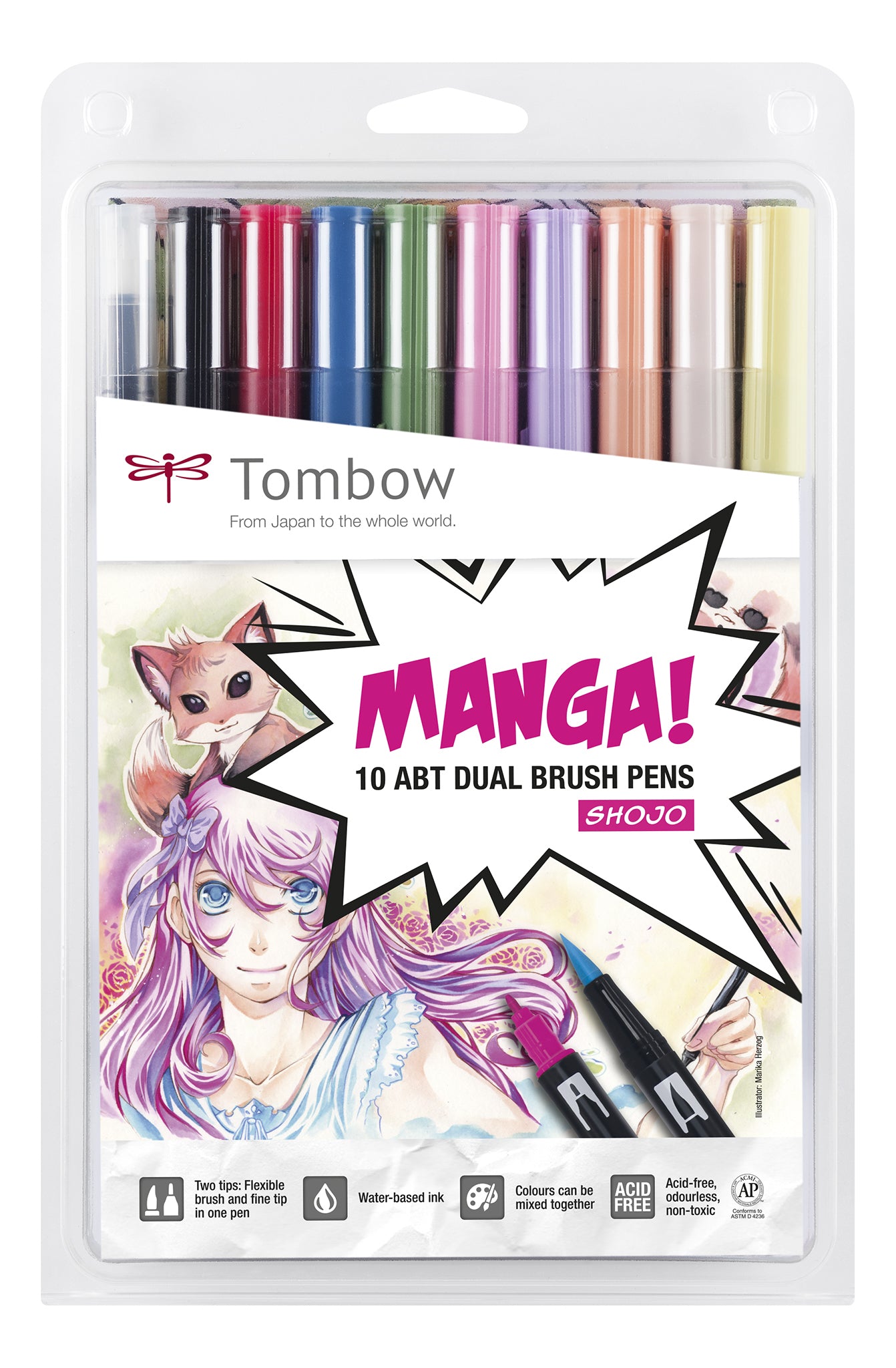 Tombow Filzstifte Manga Shojo, 10 Farben