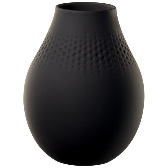 Villeroy & Boch Vase – Ø 16 × 20 cm – Porzellan, schwarz
