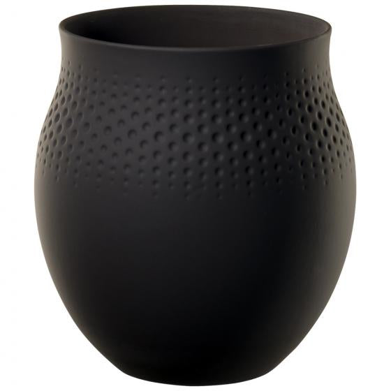 Villeroy & Boch Vase – Ø 16,5 × 17,5 cm – Porzellan, schwarz