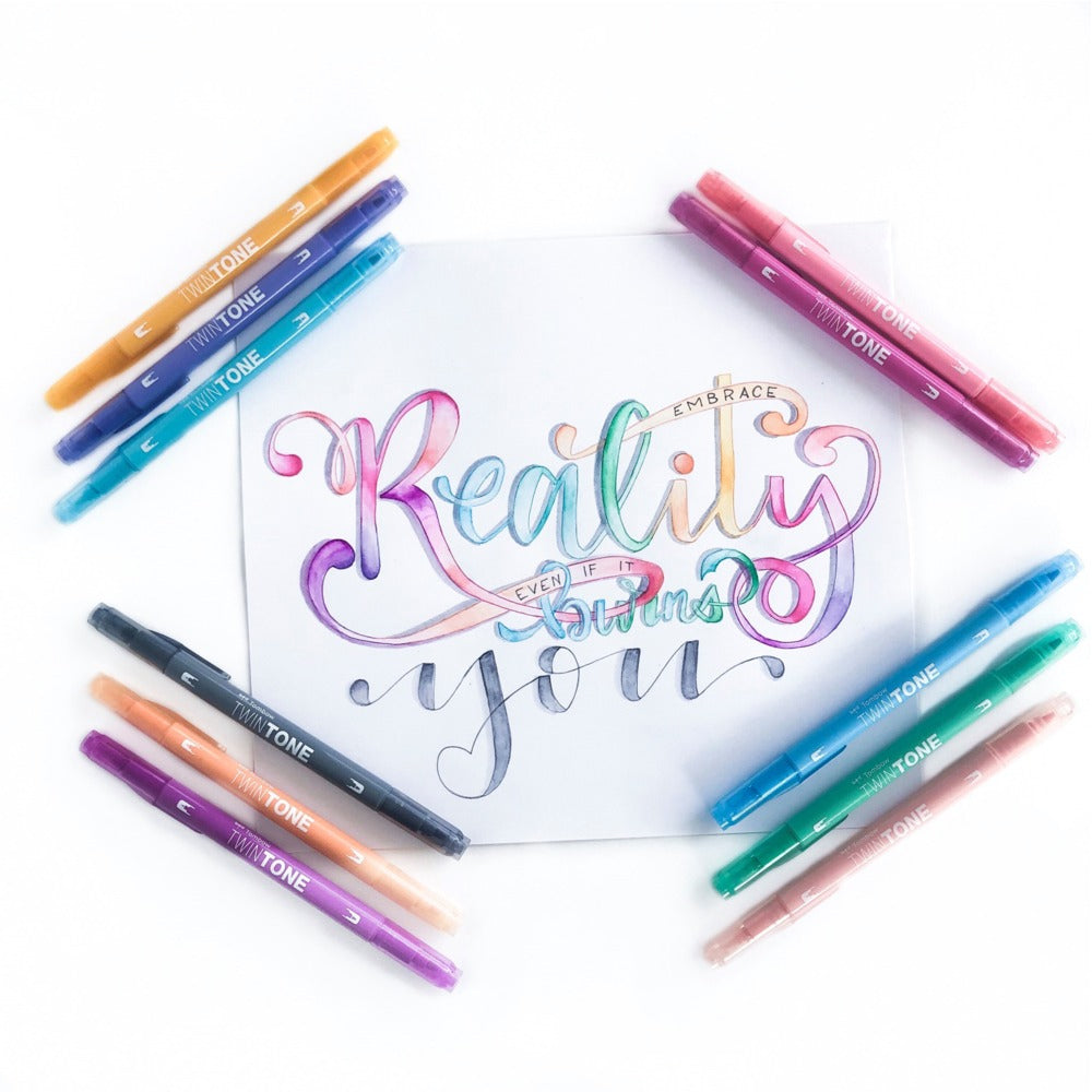 Tombow Filzstifte TwinTone, Strichbreite 0,3–0,8 mm, 12 Farben