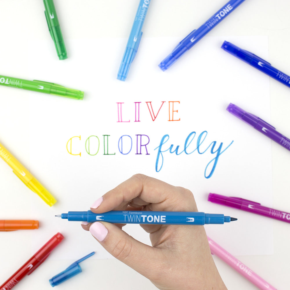 Tombow Filzstifte TwinTone, Strichbreite 0,3–0,8 mm, 12 Farben