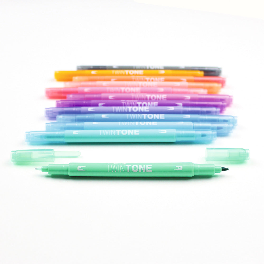 Tombow Filzstifte TwinTone, Strichbreite 0,3–0,8 mm, 12 Farben
