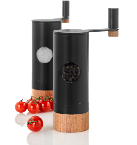 AdHoc POWERMILL MP53 – Salz-/Pfeffermühle Ø 6 × 20 cm, Edelstahl/Eiche, Keramikmahlwerk