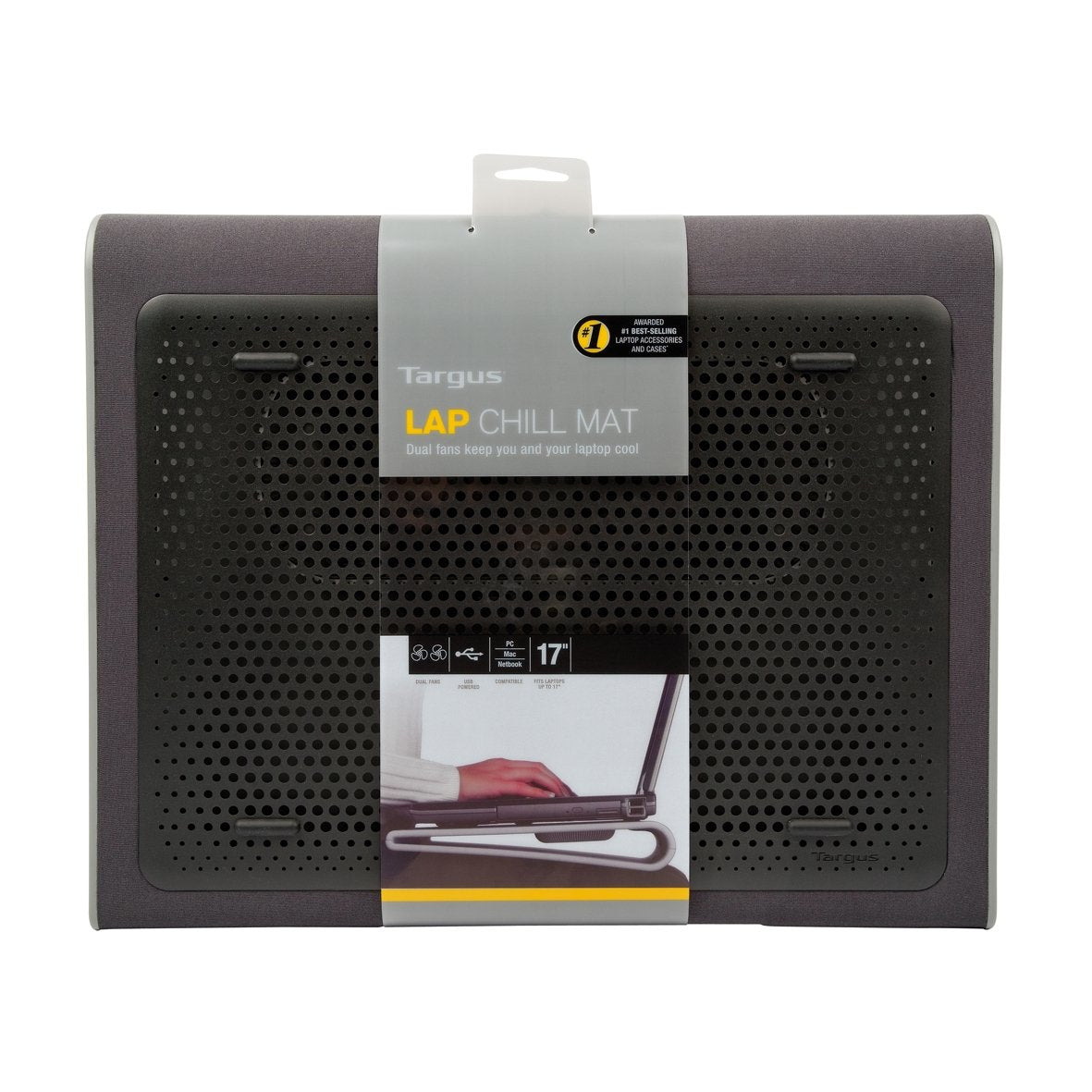 Targus Laptop-Ständer – für Notebooks 15–17", Neopren, 2 Lüfter – Schwarz/Grau