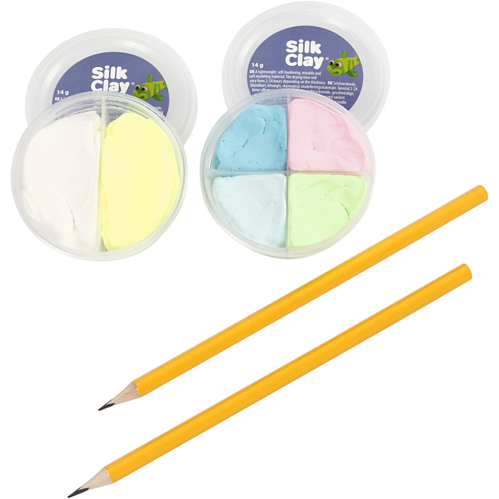 Creativ Company Modelliermasse-Set (lufthärtend) – blau, grün, weiss, gelb – ab 3 Jahren