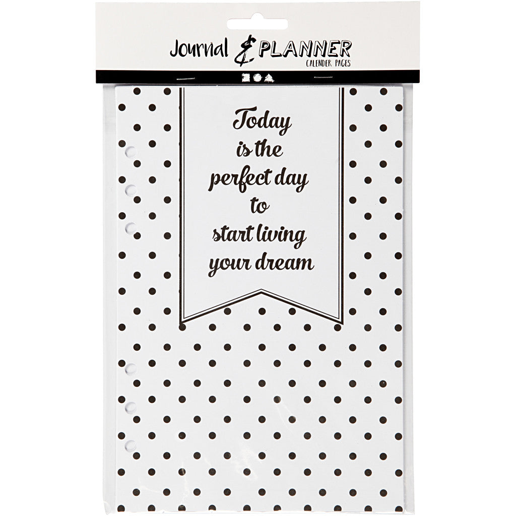 Creativ Company Kalenderseite – 14,2 × 21 cm, weiss, liniert, 120 g/m² – 7 Blatt, Art. 192654