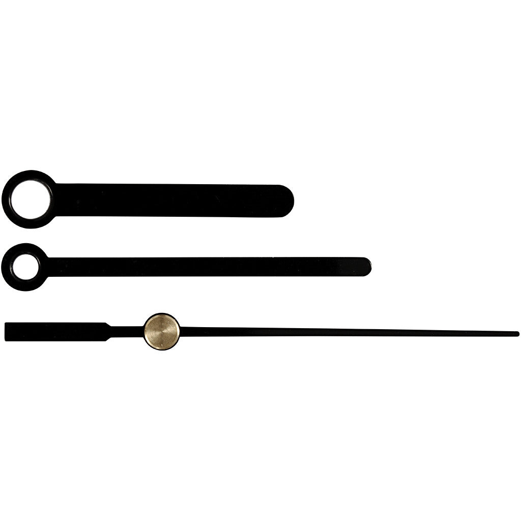 Creativ Company Uhrzeiger, Schwarz, Längen 4 cm, 5,5 cm, 7,5 cm, Set à 3