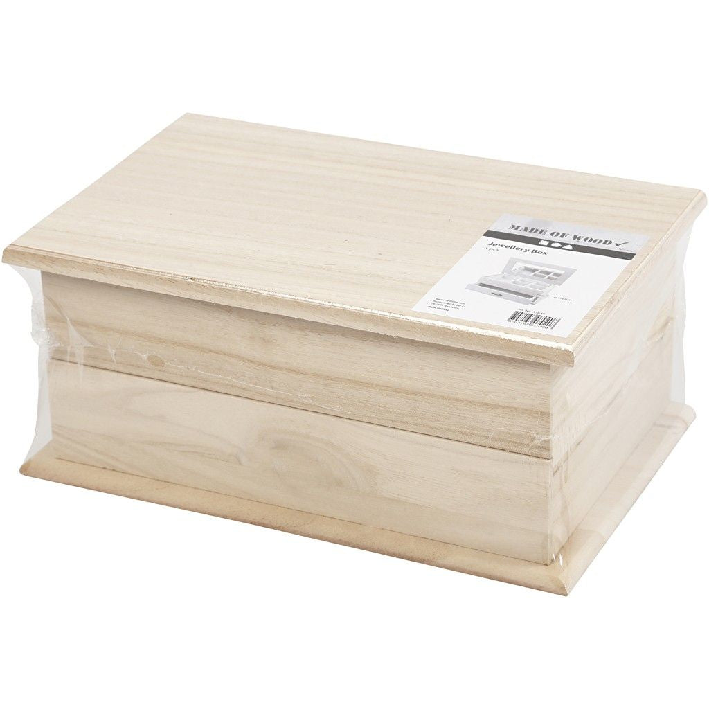 Creativ Company Box, Paulownia tomentosa (Blauglockenbaum), Braun, 27 × 12 × 17 cm, mit Spiegel