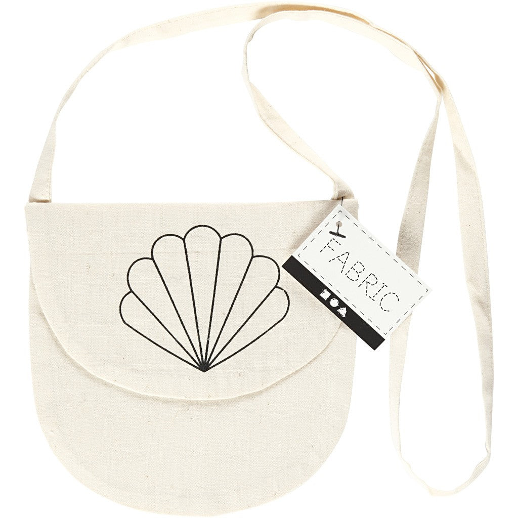 Creativ Company Umhängetasche, Baumwolle, Beige, Meermuschel-Motiv, 15 × 14 cm