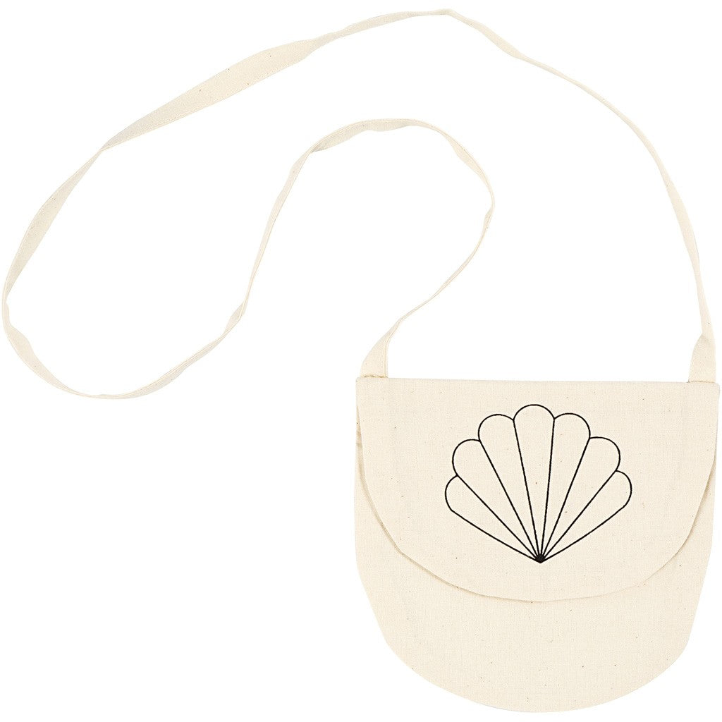 Creativ Company Umhängetasche, Baumwolle, Beige, Meermuschel-Motiv, 15 × 14 cm