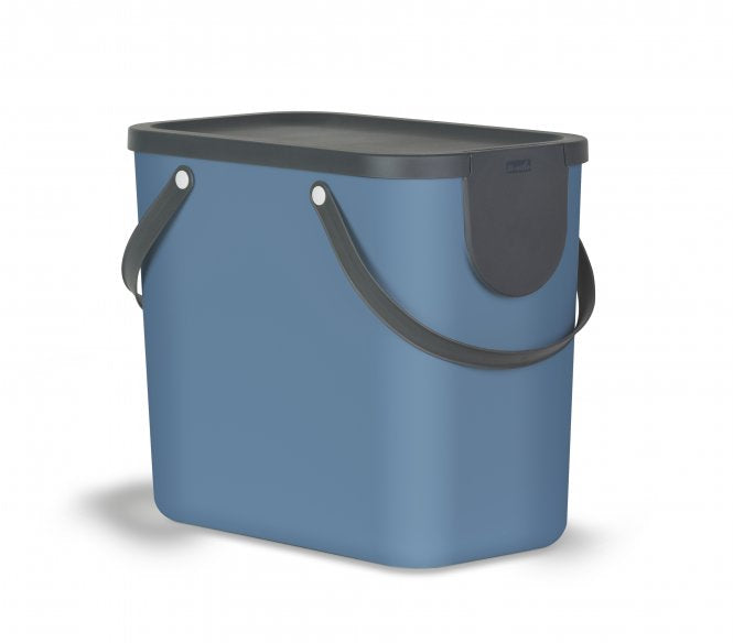 Rotho Abfallcontainer – 25 l – mit Deckel – Kunststoff, Horizon Blau – B × H × T 235 × 340 × 400 mm