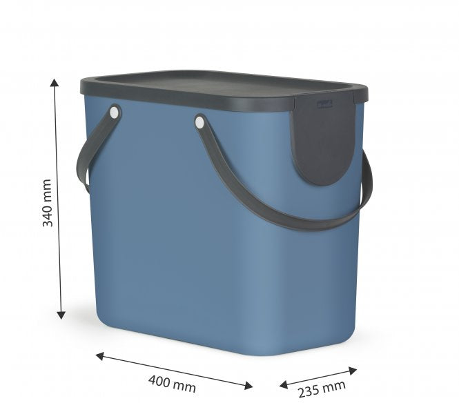 Rotho Abfallcontainer – 25 l – mit Deckel – Kunststoff, Horizon Blau – B × H × T 235 × 340 × 400 mm