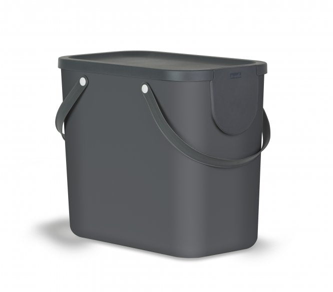Rotho Abfallcontainer – 25 l – mit Deckel – Kunststoff, Anthrazit – B × H × T 235 × 340 × 400 mm