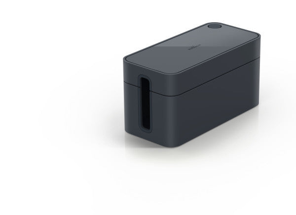 Durable Kabelbox – 246 × 128 mm, Kunststoff, Graphit, rutschfeste Gummifüsse, für 3fach-Steckdosenleiste
