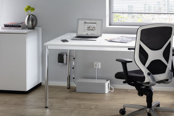 Durable Kabelbox Box L – 406 × 156 mm, Kunststoff, Grau, für 5-fach-Steckdosenleiste