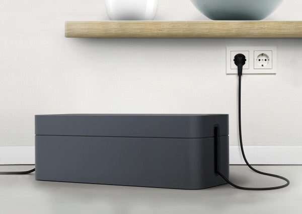 Durable Kabelbox – 406 × 156 mm, Kunststoff, Graphit, für 5-fach-Steckdosenleiste