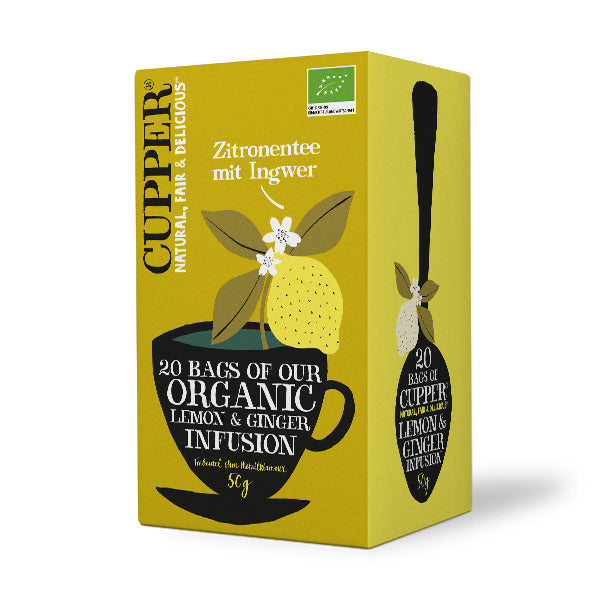Cupper Tee Cupper – Früchtetee Zitrone & Ingwer – Teebeutel 20 Beutel – Bio