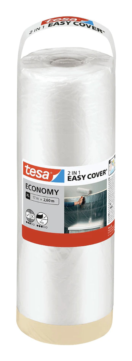 TESA Abdeckfolie mit Band Easy Cover Economy Refill XL, durchscheinend – 2'600 mm × 17,0 m