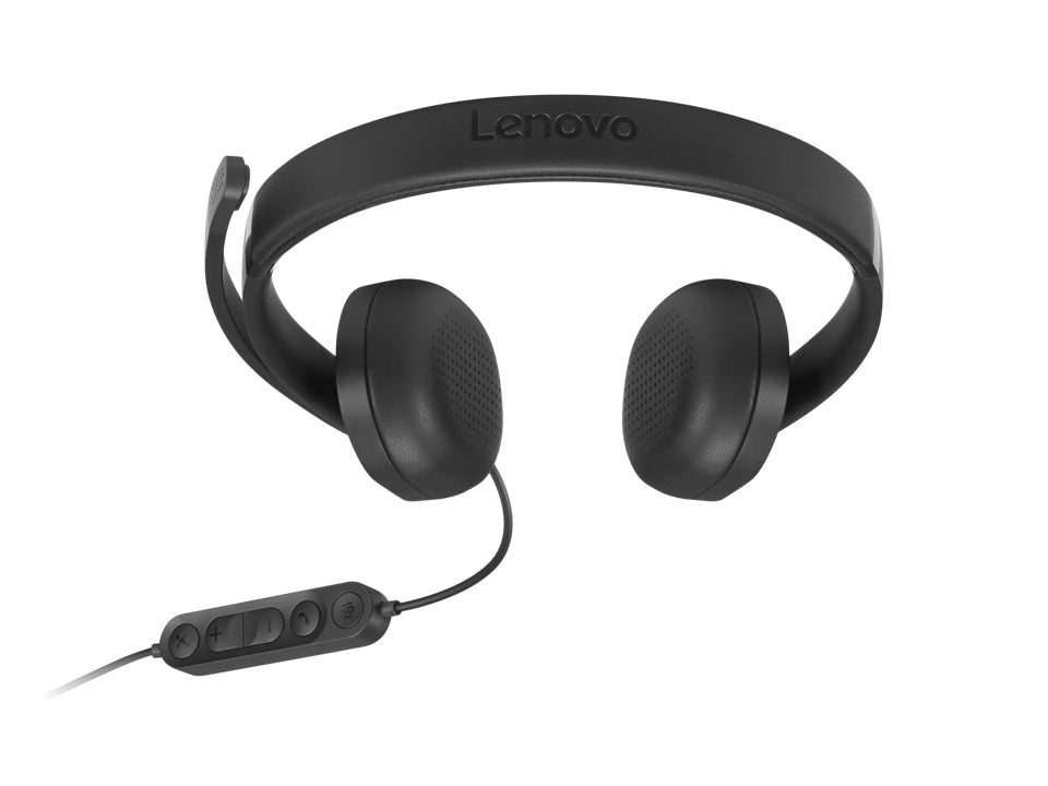 Lenovo Voip Headset 5000 Verkabeltes Office-Headset – On-Ear, Stereo, Kabel, USB-C, Schwarz