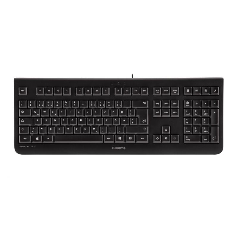 CHERRY KC 1000 – Tastatur, kabelgebunden (USB), CZ-Layout (CS), Fullsize (mit Ziffernblock), Membran, Schwarz