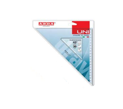 ARDA Wandtafel-Winkel 45° – Hypotenuse 20 cm, Kunststoff, Transparent, Skalenfarbe Schwarz