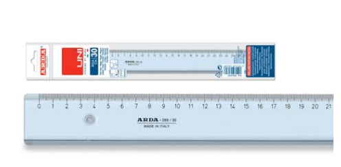ARDA Wandtafel-Lineal 20 cm – Kunststoff, Transparent, Eingeprägte Masseinteilung, mit Tuschekante