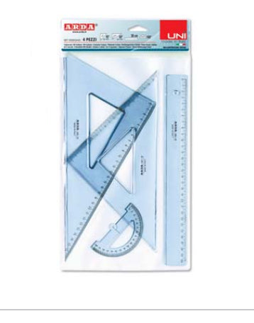 Arda Wandtafel-Lineal 30 cm – Kunststoff, Blau, mit Tuschekante – 4er-Set